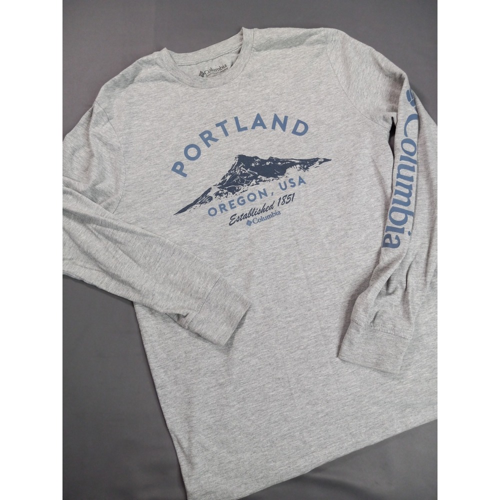 Columbia Mens Portland Oregon Graphic Long Sleeve T-Shirt Gray Heather Small